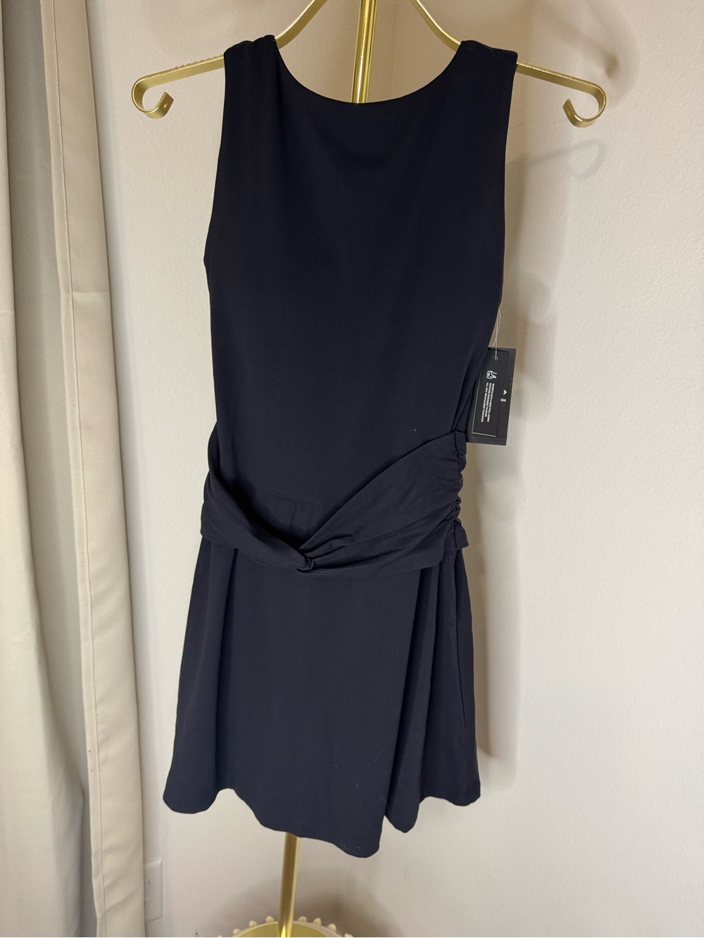 NWT Abercrombie YPB studio flex Twist Mini Dress in Black Size Medium